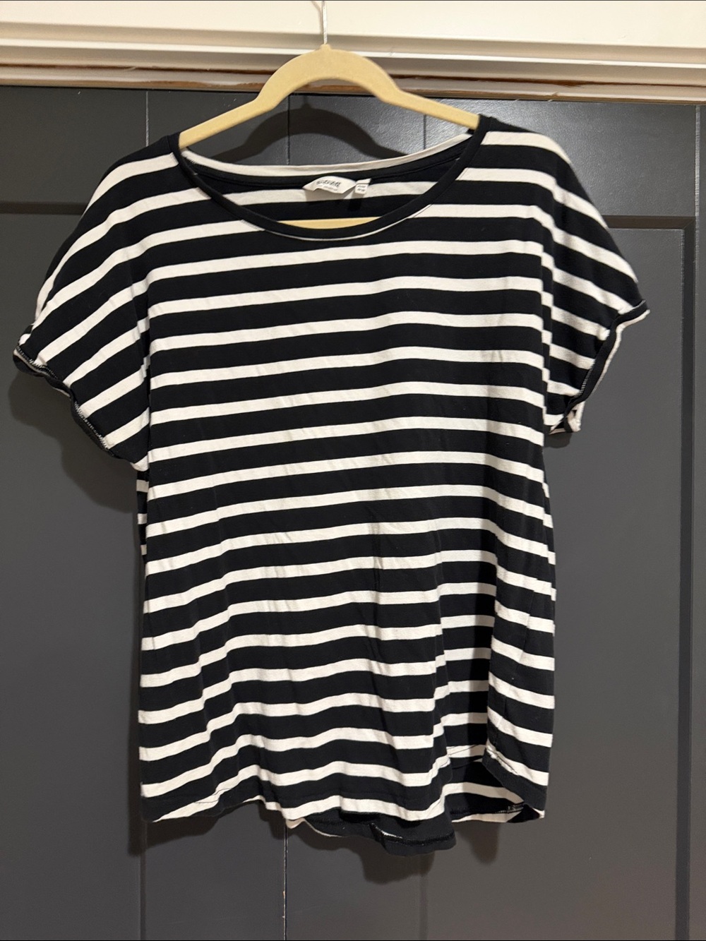 Striped Black & White Short Sleeve Crewneck Tee